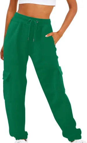 Cargo Pants Women Fleece Lined Joggers Sweatpants Baggy Casual Athletic Jogging Pants with Pocket Trendy Fall Outfits