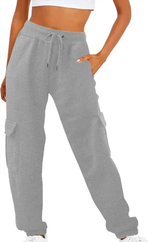 Cargo Pants Women Fleece Lined Joggers Sweatpants Baggy Casual Athletic Jogging Pants with Pocket Trendy Fall Outfits