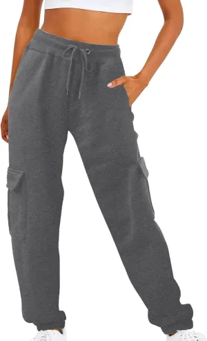 Cargo Pants Women Fleece Lined Joggers Sweatpants Baggy Casual Athletic Jogging Pants with Pocket Trendy Fall Outfits