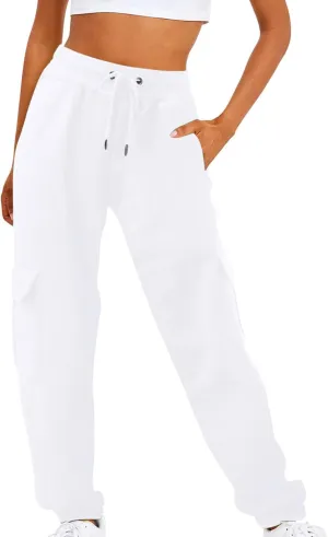 Cargo Pants Women Fleece Lined Joggers Sweatpants Baggy Casual Athletic Jogging Pants with Pocket Trendy Fall Outfits