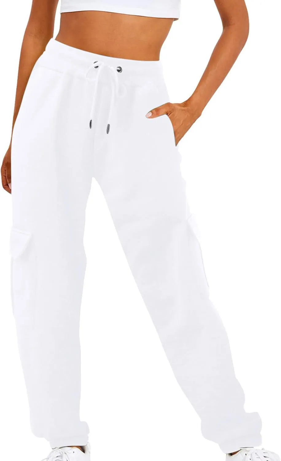 Cargo Pants Women Fleece Lined Joggers Sweatpants Baggy Casual Athletic Jogging Pants with Pocket Trendy Fall Outfits