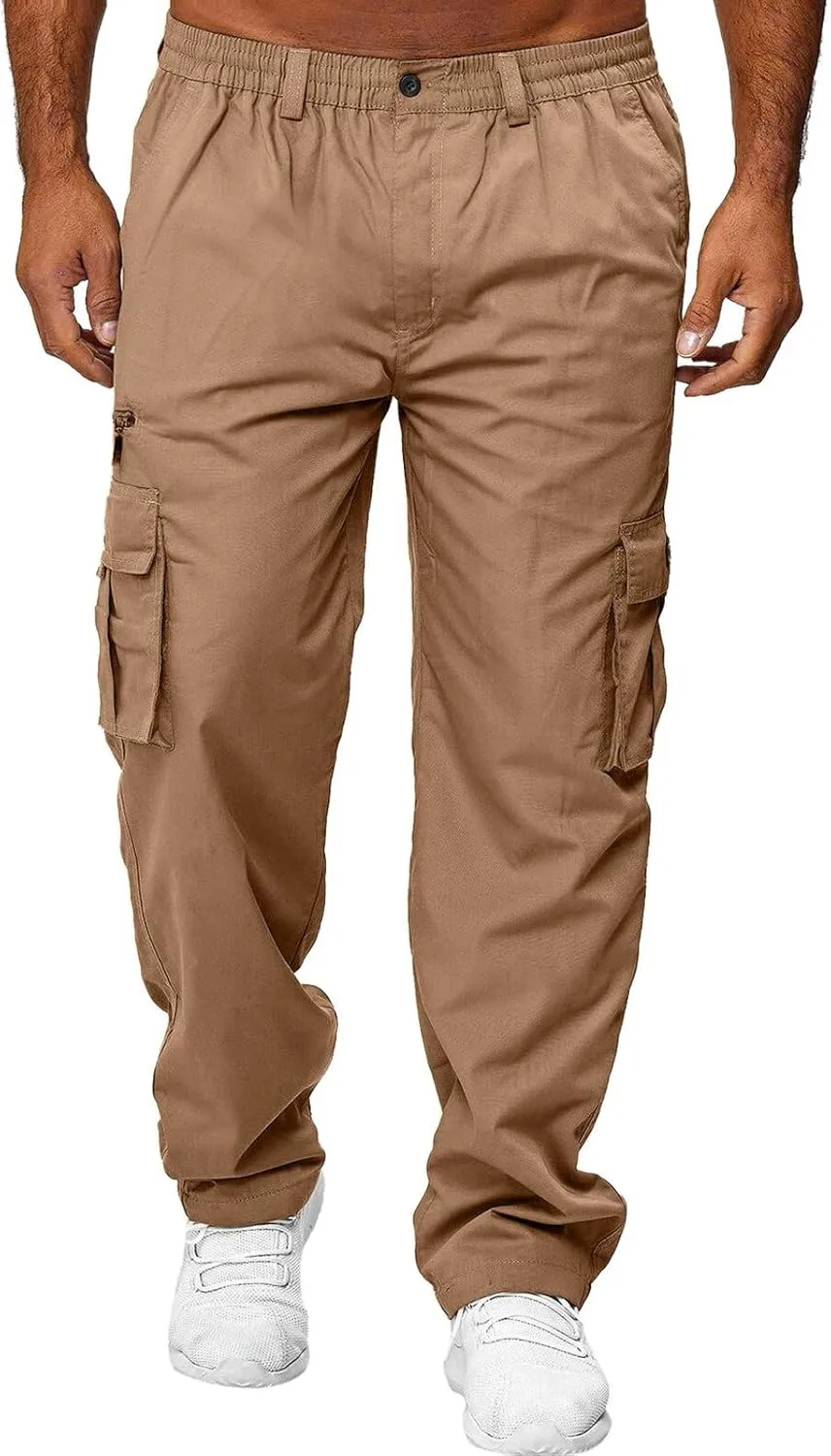 Cargo Sweatpants for Men Mens Lounge Pants Linen Drawstring Elastic Waist Baggy Drop Crotch Sweatpants Trousers Mens