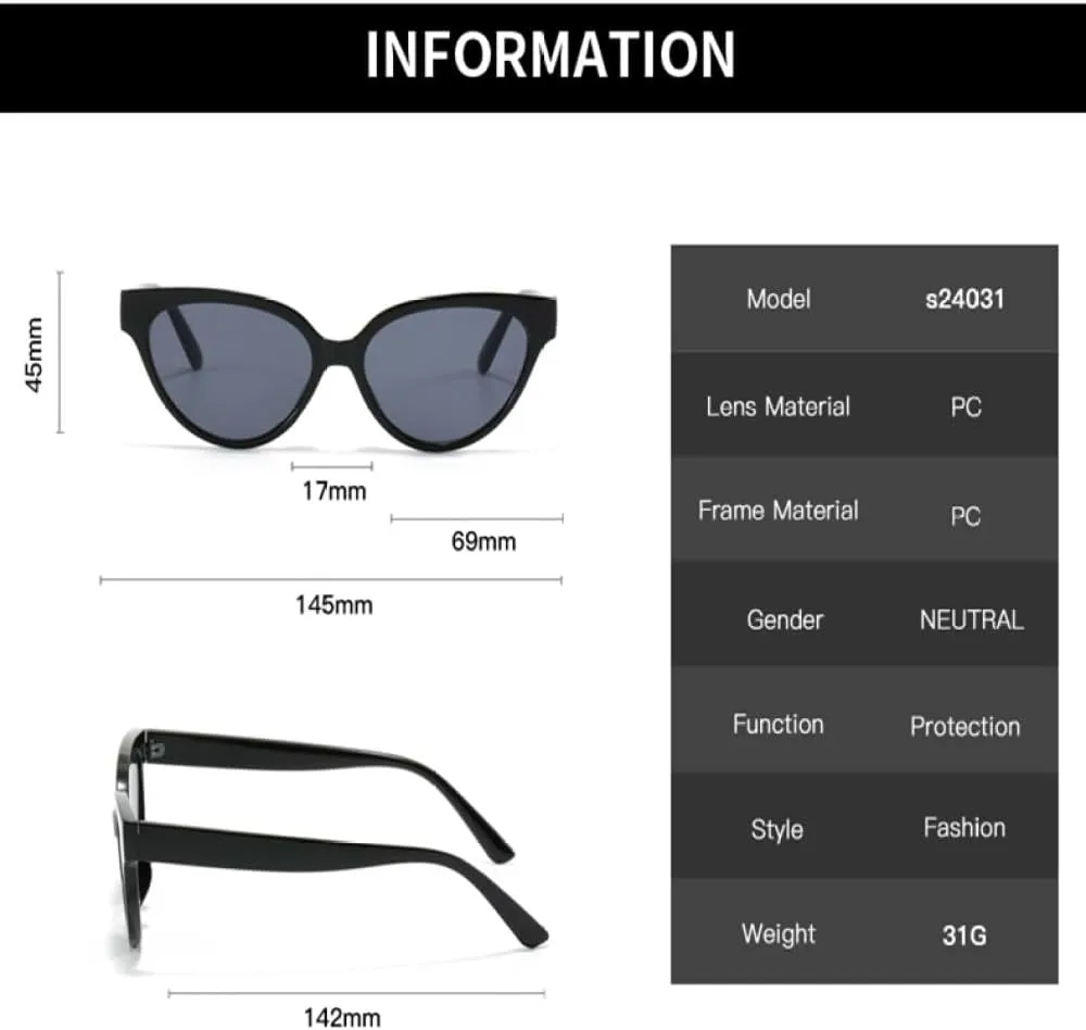 Cat Eye Sunglasses Women Men Shades Retro Cat Eye Sun Glasses UV400 Vintage Travel Eyewear Female