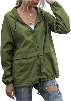 Cdiecer Rain Coats For Women Waterproof Spring Jacket Rain Jackets With Hood Adjustable Windbreaker Travel Raincoats