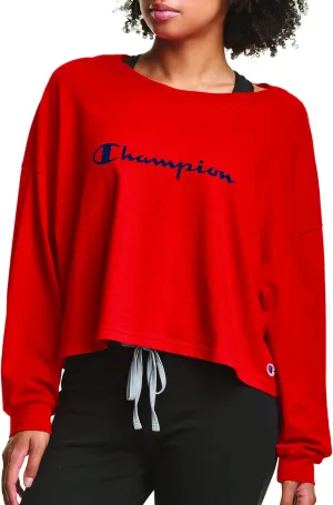 Champion Women's Sleep Cropped Tee, Script Logo