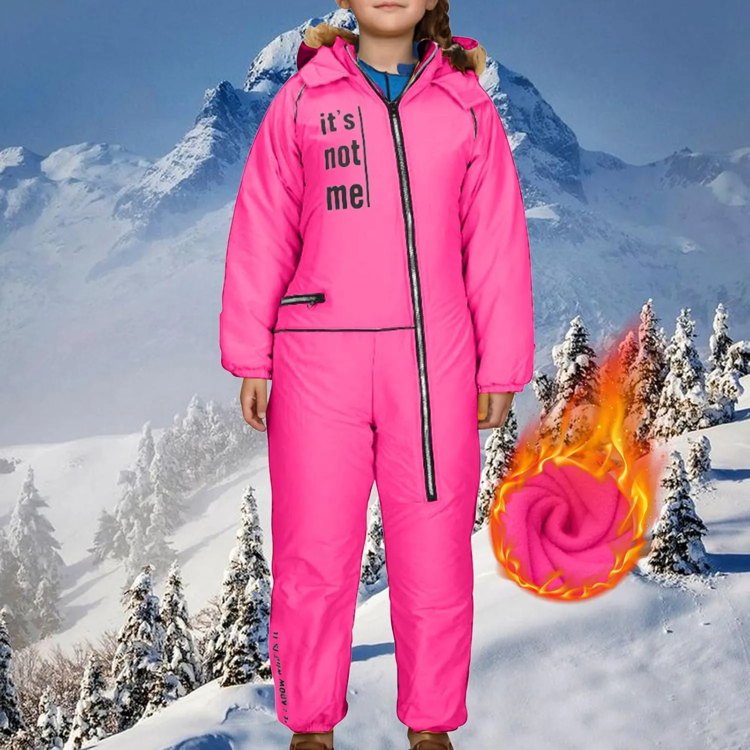 Children Boy Girl Padded Jacket Overalls Hoodies Outerwear for Kid Thick Warm Fuzzy Hooded Padded Jacket