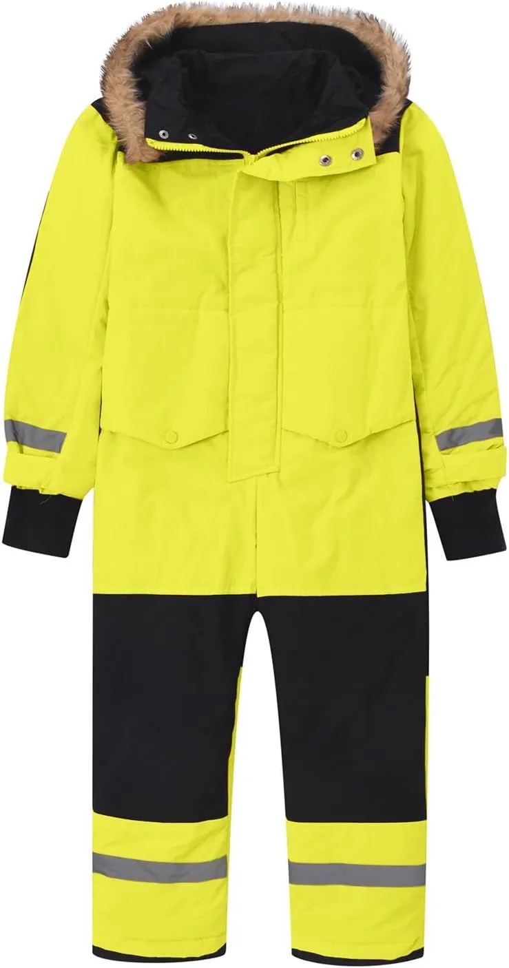Children Boy Girl Padded Jacket Overalls Hoodies Outerwear for Kid Thick Warm Fuzzy Hooded Padded Jacket