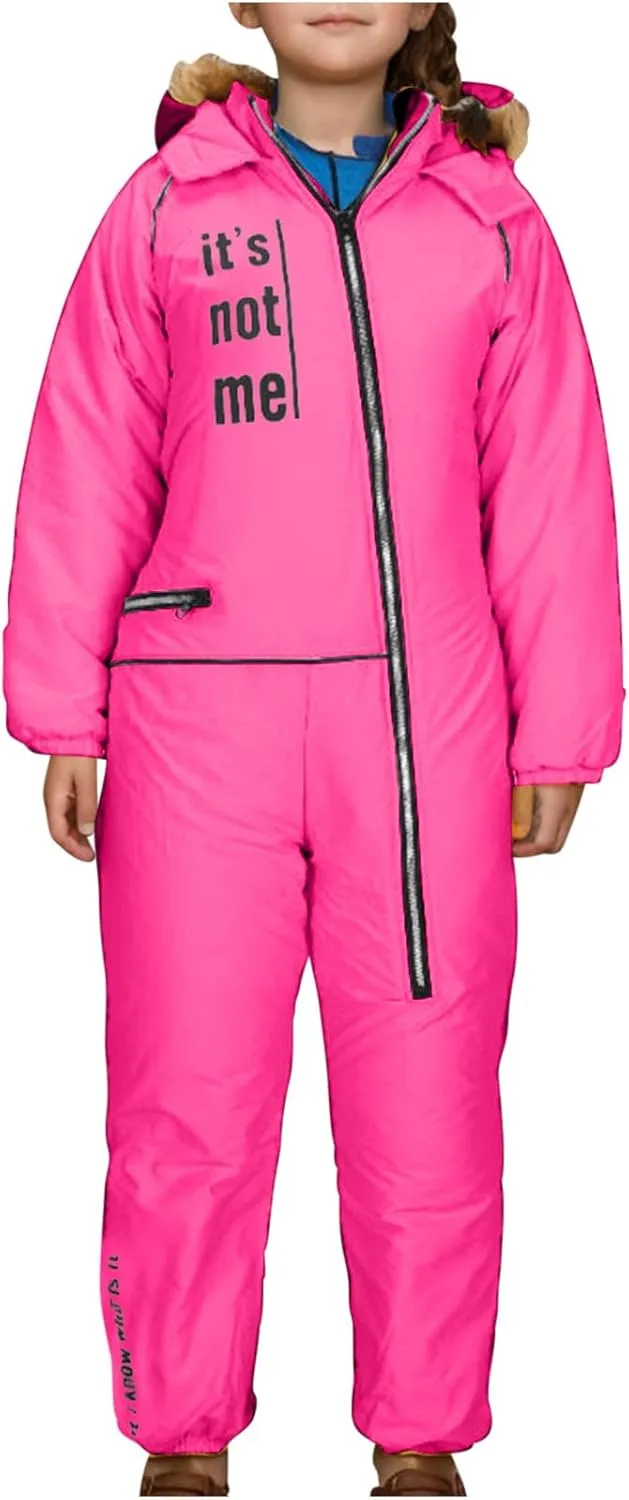 Children Boy Girl Padded Jacket Overalls Hoodies Outerwear for Kid Thick Warm Fuzzy Hooded Padded Jacket
