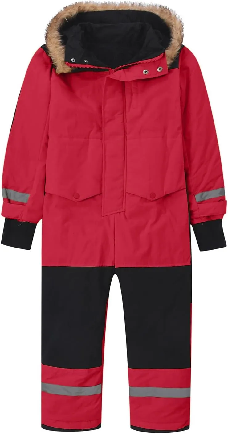 Children Boy Girl Padded Jacket Overalls Hoodies Outerwear for Kid Thick Warm Fuzzy Hooded Padded Jacket