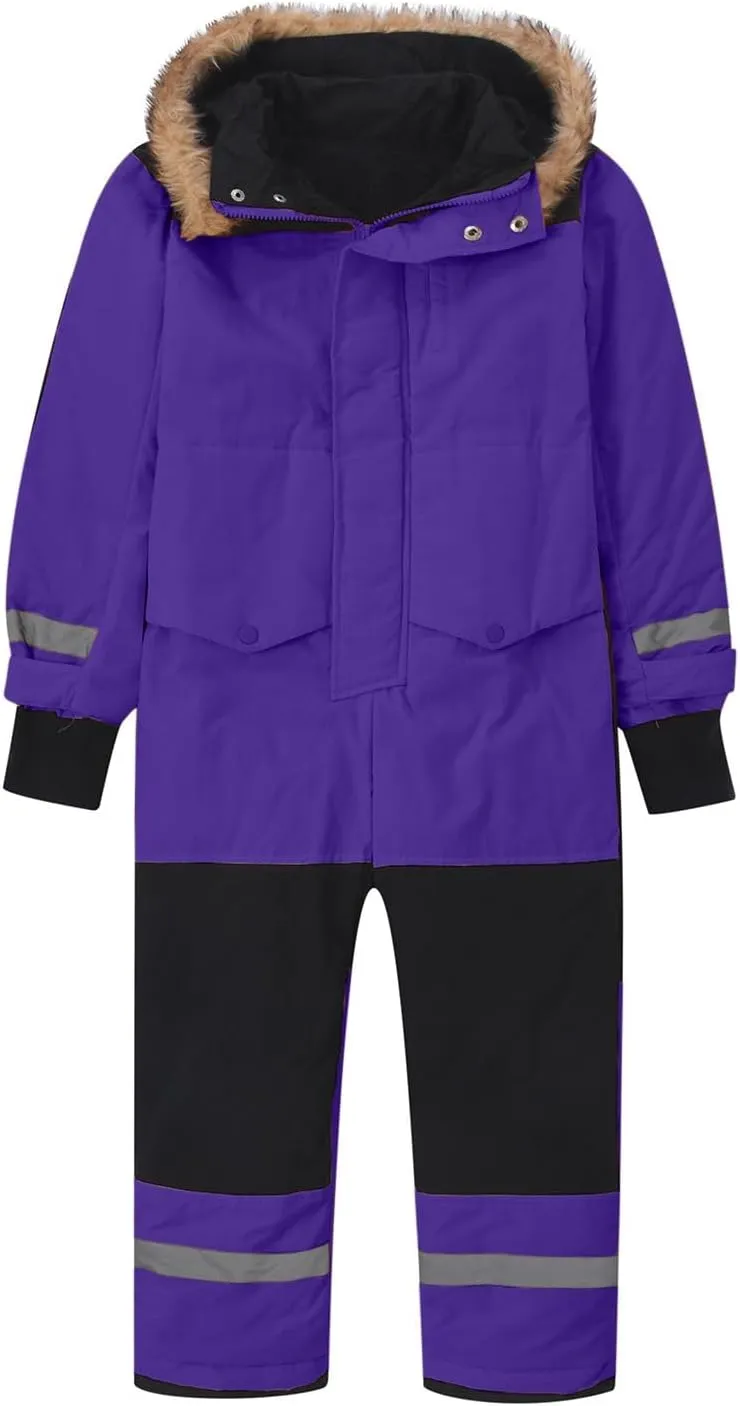 Children Boy Girl Padded Jacket Overalls Hoodies Outerwear for Kid Thick Warm Fuzzy Hooded Padded Jacket