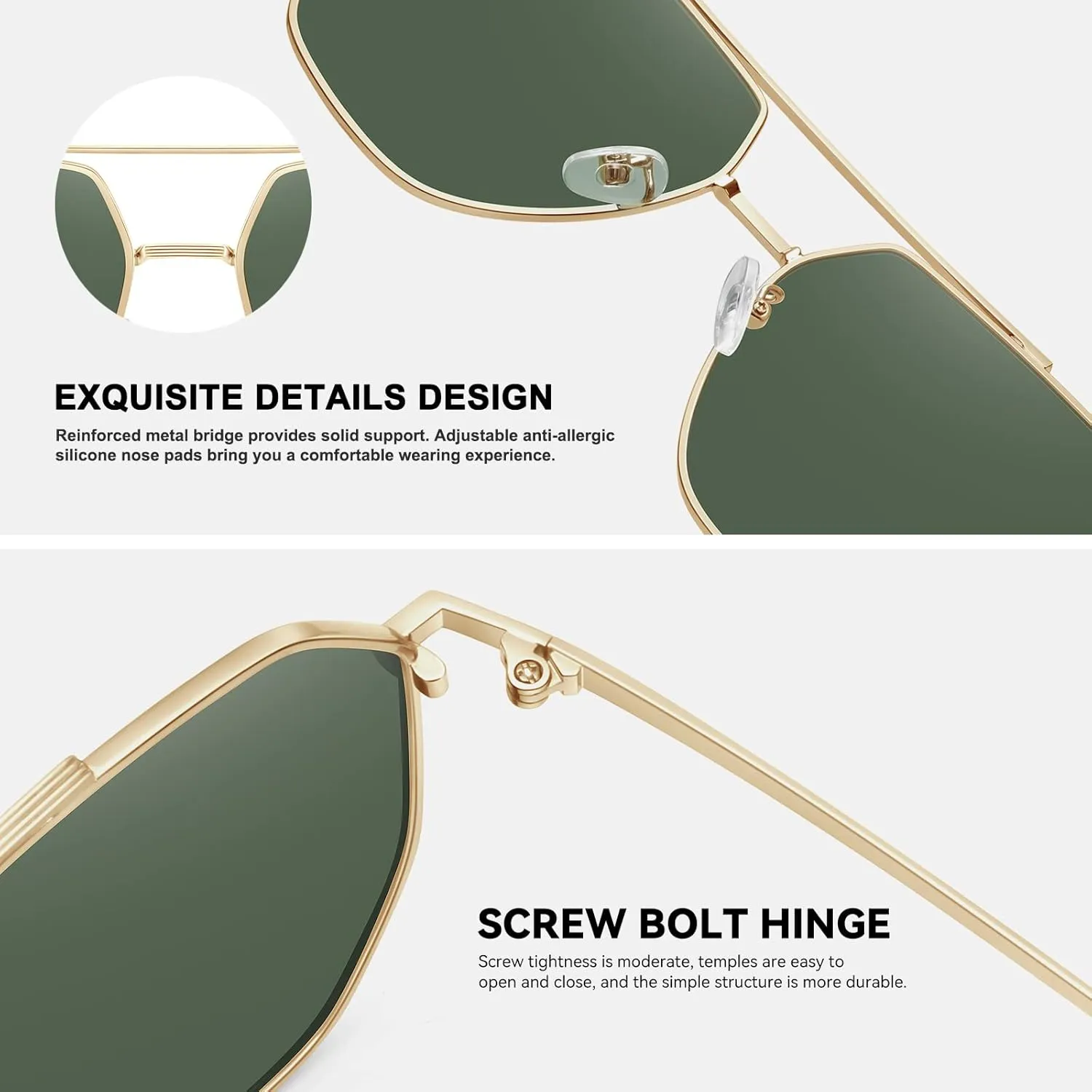 Classic Aviator Sunglasses for Women Men Trendy Square Oversize Polarized Sunglasses