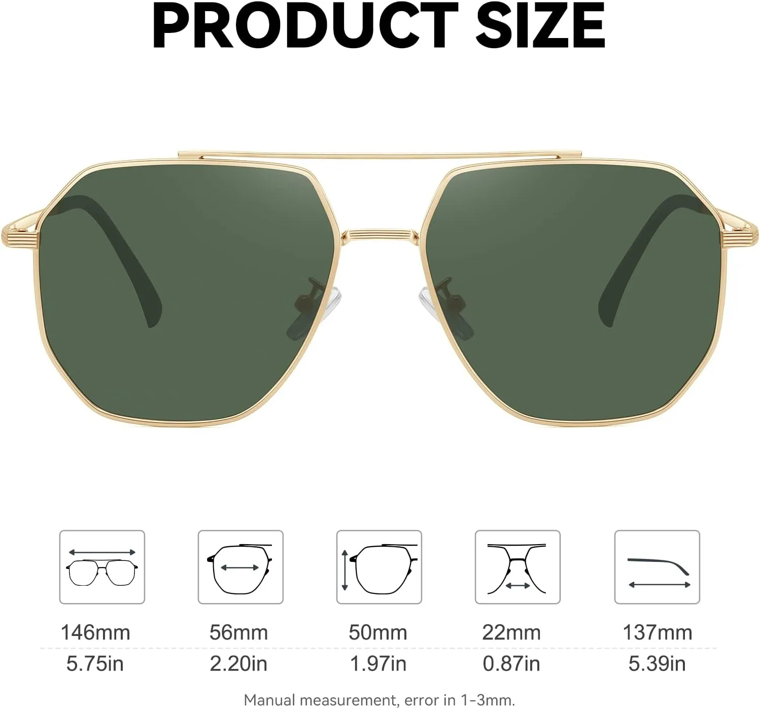 Classic Aviator Sunglasses for Women Men Trendy Square Oversize Polarized Sunglasses