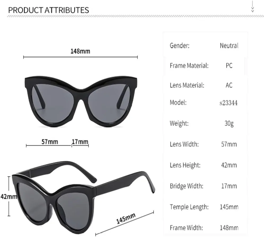Classic Fashion Cat Eye Sunglasses Women Vintage Sun Glasses Shades Female Thick Frame Design UV400 Eyewear