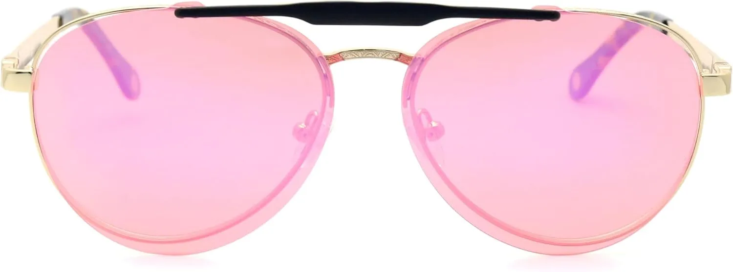 Clip On Flip Up Sunglasses in Metal Lightweight Aviator Frame - w/Magnetic Clip-On Technology