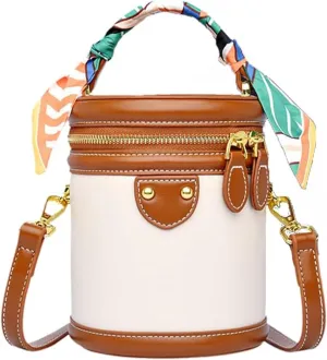 Colorblock Bucket Bag For Women, Fashion Colorblock Bucket Bag Casual, PU Leather Crossbody Bag