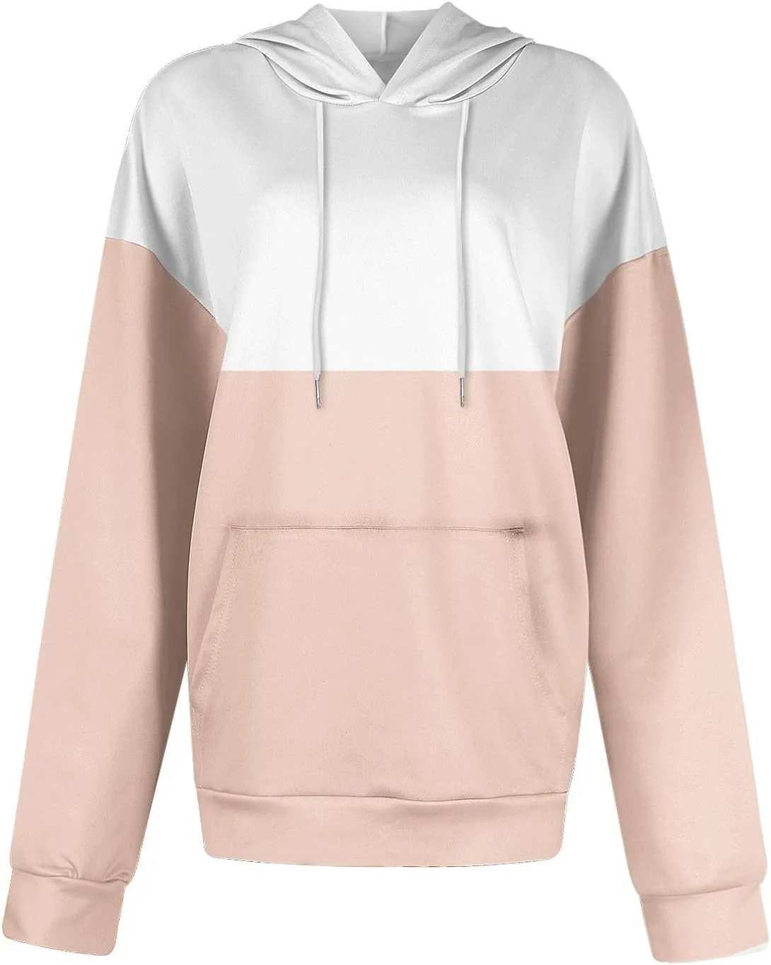 Colorblock Hoodie for Women Long Sleeve Pullover Drawstring Sweatshirt Kangaroo Pocket Top Fall Goingout Athleisure