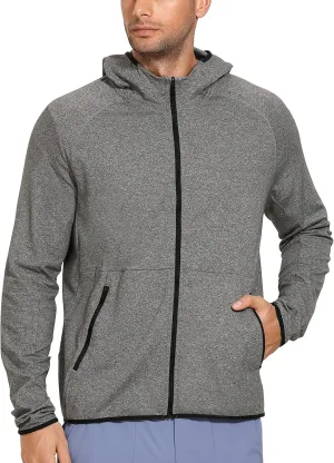 CRZ YOGA Men's Brushed Comfy Zip Up Hoodie Lightweight Athletic Running Jackets Workout Long Sleeve Sweatshirts
