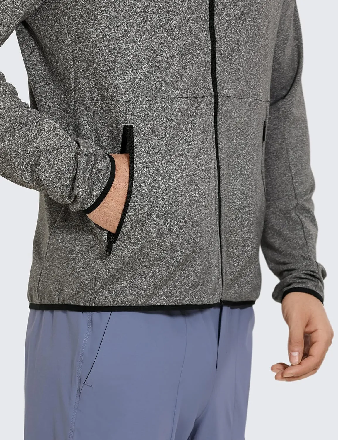 CRZ YOGA Men's Brushed Comfy Zip Up Hoodie Lightweight Athletic Running Jackets Workout Long Sleeve Sweatshirts
