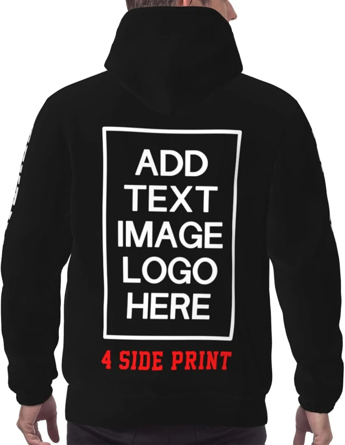 Custom Hoodie 4 Side Print Personalized Unisex Sweatshirts for Men Women On Front Back Sleeve Design Your Own Hoodies