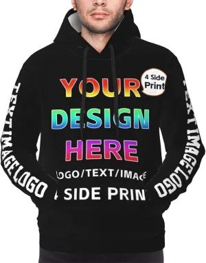 Custom Hoodie 4 Side Print Personalized Unisex Sweatshirts for Men Women On Front Back Sleeve Design Your Own Hoodies