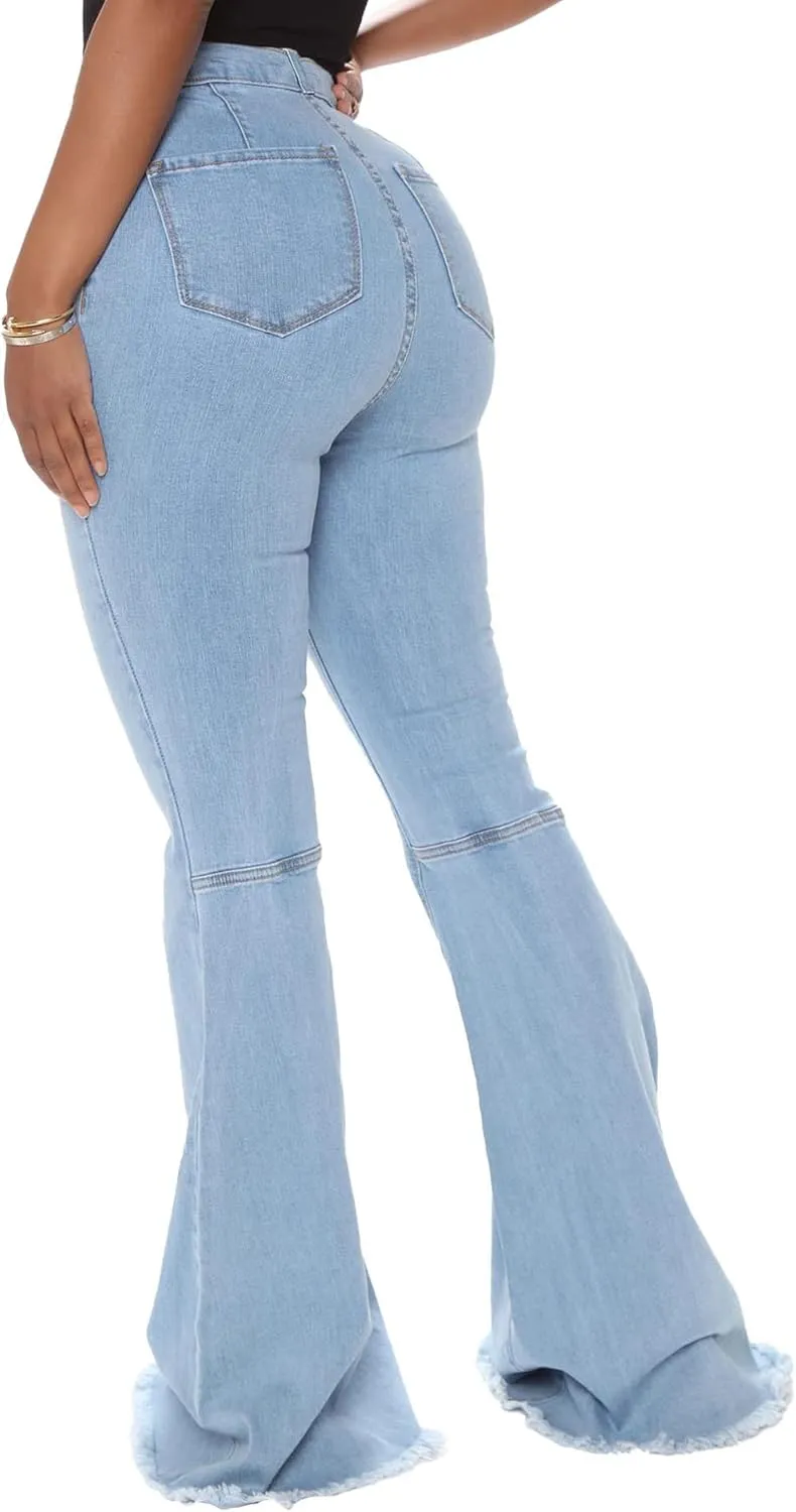 CZFSWT Bell Bottom Jeans for Women, High Waisted Flare Jeans for Women Ripped Stretchy Bell Bottoms Pants