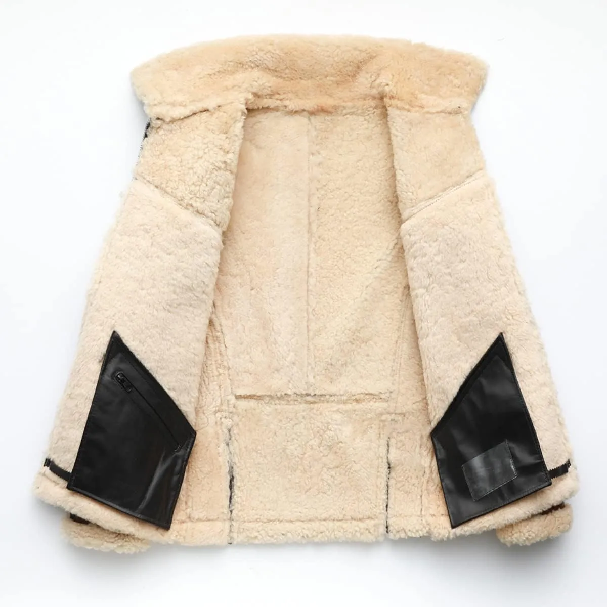 DAPPER TOGS BROWN GENUINE SHEEPSKIN SHERPA SHEARLING MEN BOMBER JACKET AVIATOR FAUX FUR LINED AIR FORCE MILITARY WARM LEATHER