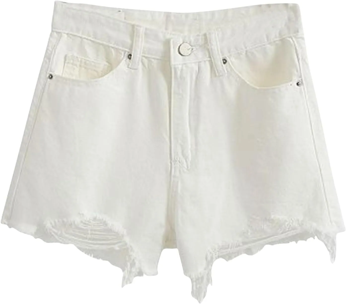 Denim Shorts for Womens Casual Frayed Hem Ripped Jeans Short Hotpants with Pockets High Waist Ripped Pants Shorts 2024