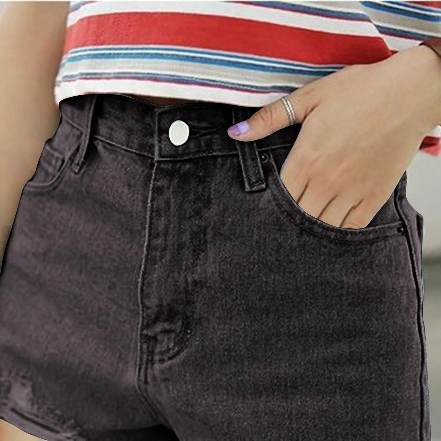 Denim Shorts for Womens Casual Frayed Hem Ripped Jeans Short Hotpants with Pockets High Waist Ripped Pants Shorts 2024