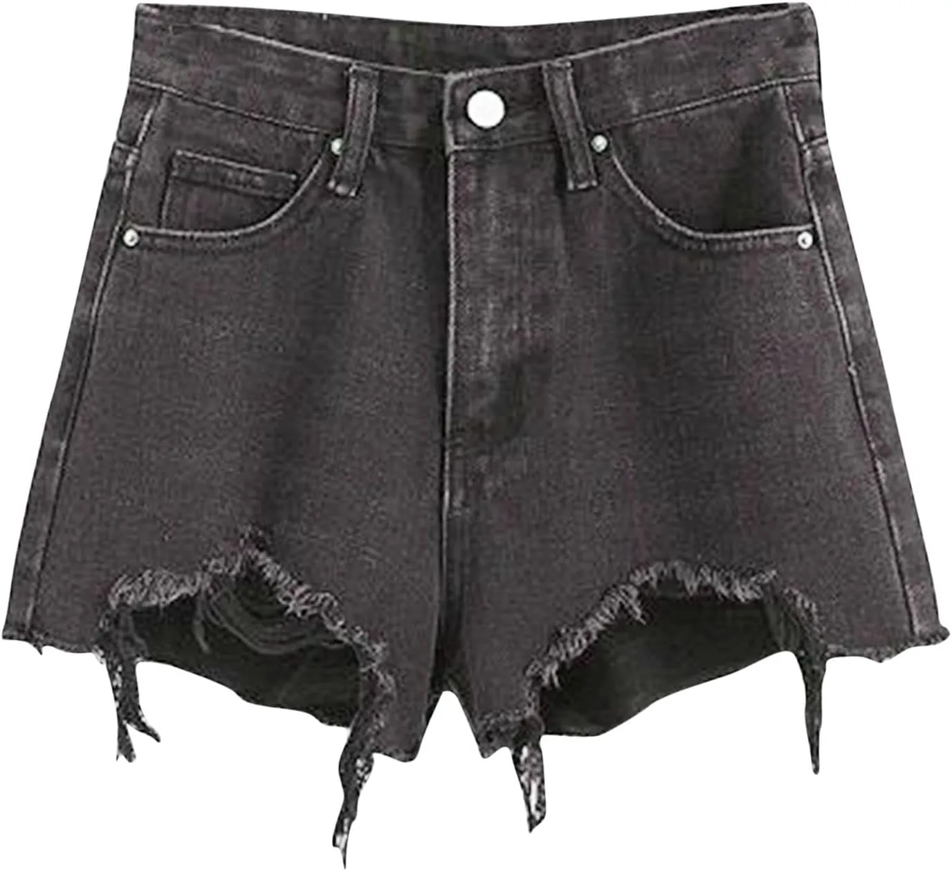 Denim Shorts for Womens Casual Frayed Hem Ripped Jeans Short Hotpants with Pockets High Waist Ripped Pants Shorts 2024