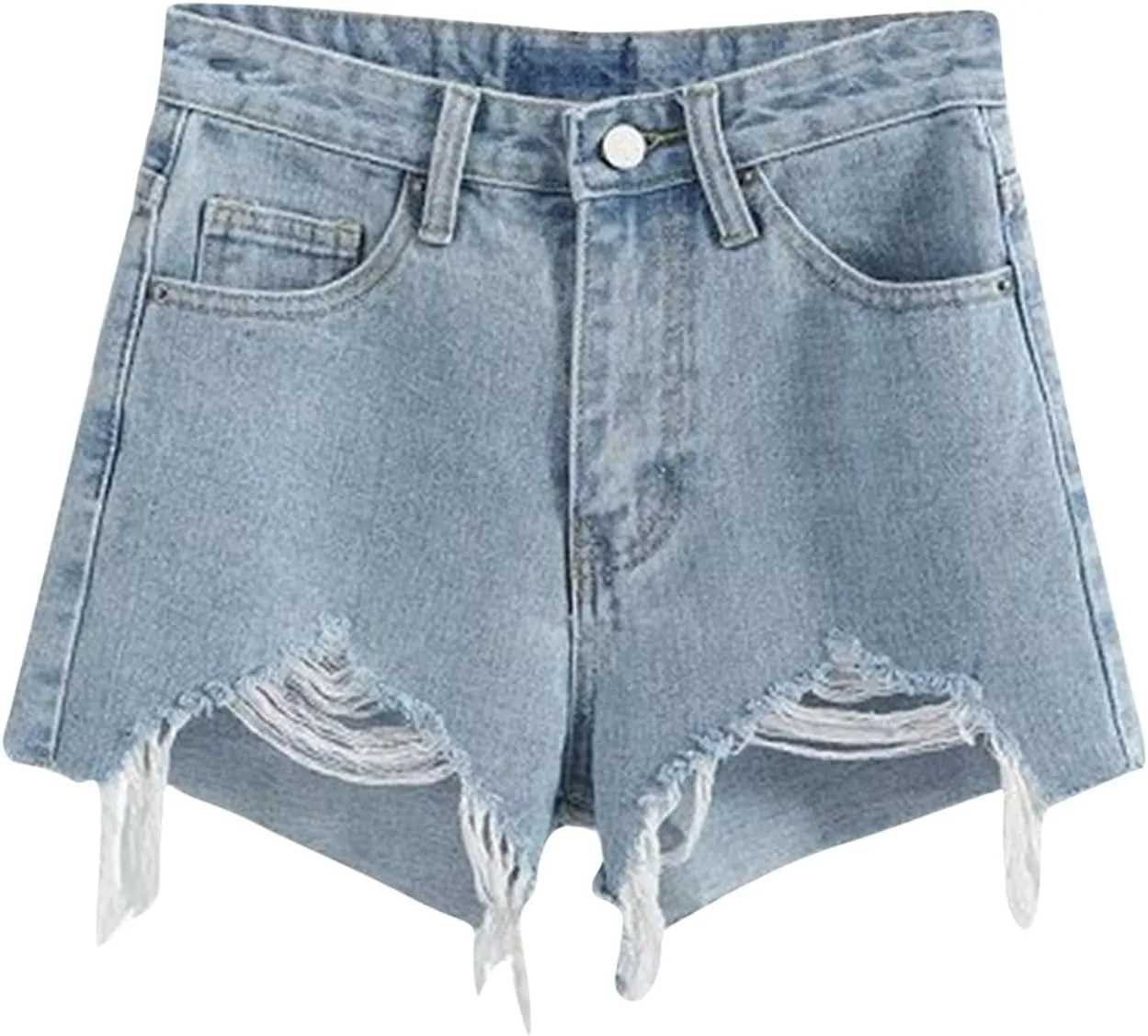 Denim Shorts for Womens Casual Frayed Hem Ripped Jeans Short Hotpants with Pockets High Waist Ripped Pants Shorts 2024