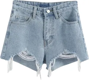 Denim Shorts for Womens Casual Frayed Hem Ripped Jeans Short Hotpants with Pockets High Waist Ripped Pants Shorts 2024