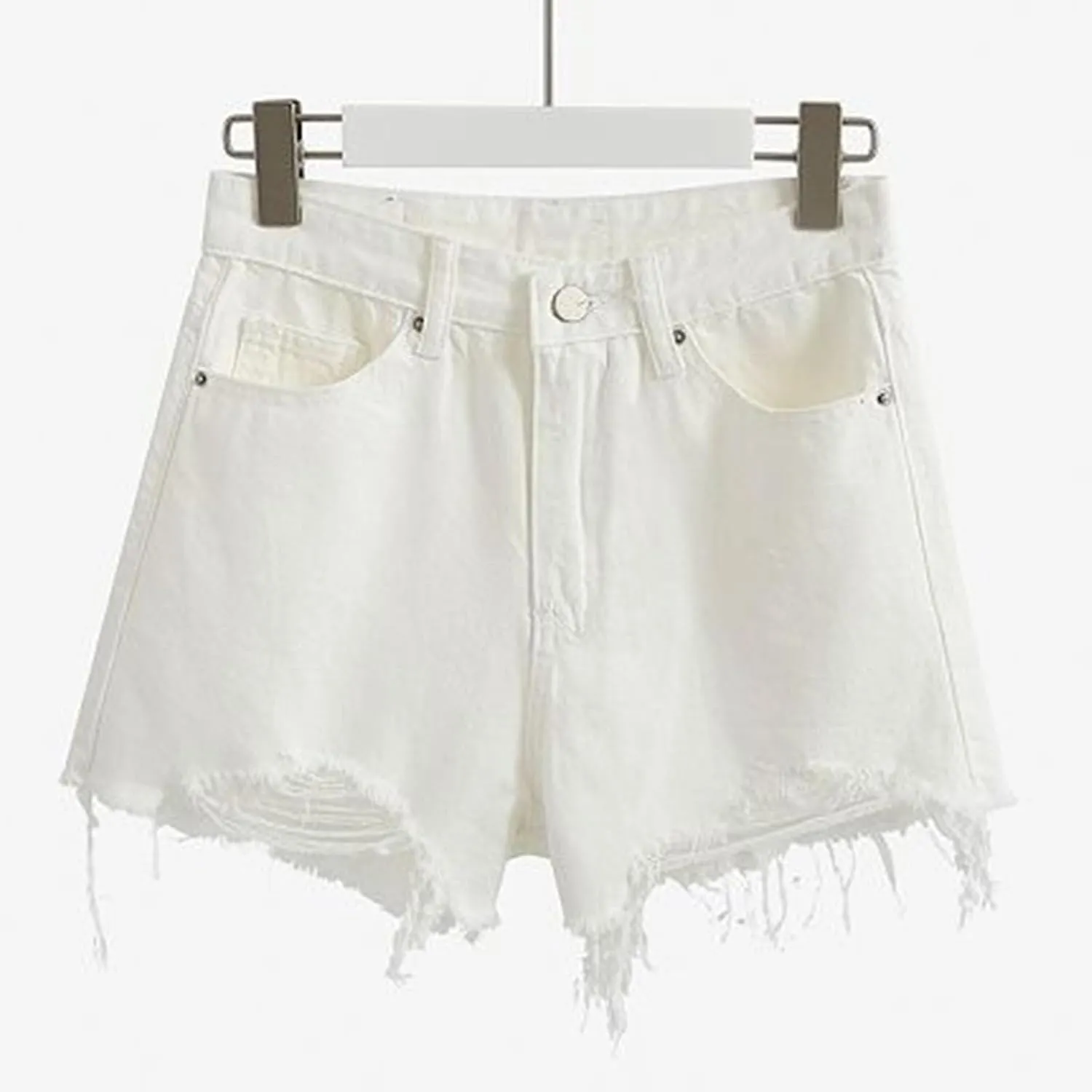 Denim Shorts for Womens Casual Frayed Hem Ripped Jeans Short Hotpants with Pockets High Waist Ripped Pants Shorts 2024