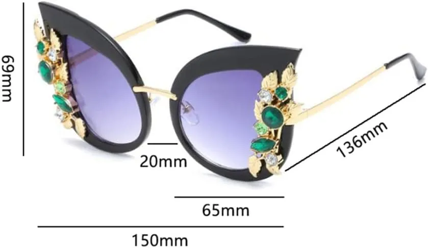 Diamond Oversized Sunglasses Women Cat Eye Sunglasses Transparent Frame Vintage Shades