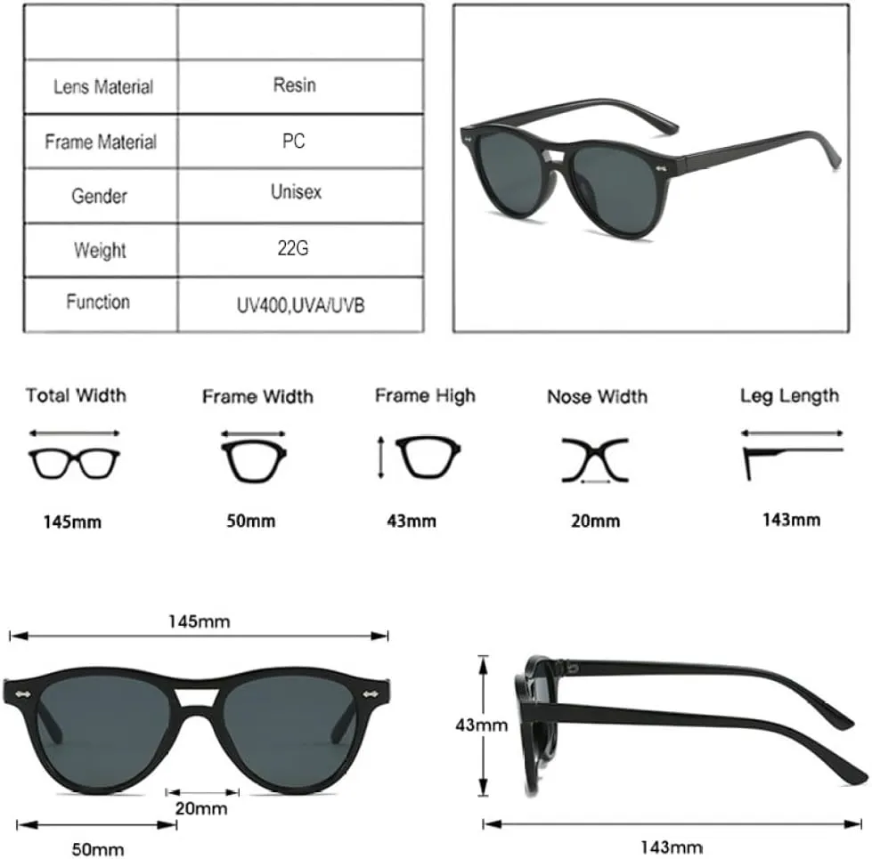 Double Bridges Oval Sunglasses Women Vintage Punk Rivets Men Gradient Mirror Cat Eye Sun Glasses Shades UV400