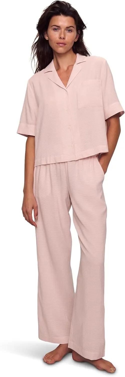 Eberjey Women's Nautico Relaxed Short Sleeve Pant Pajama Set