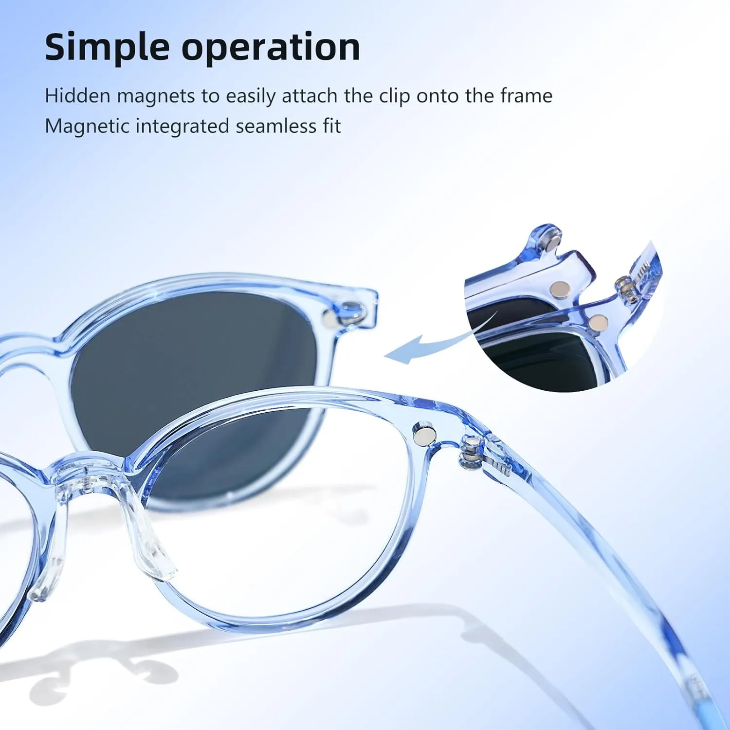 EYEBUDDY Kids Magnetic Clip-On Sunglasses, UV Polarized Sunglasses for Boys and Girls (1 Frame 2pc Magnetic Lens Holders)
