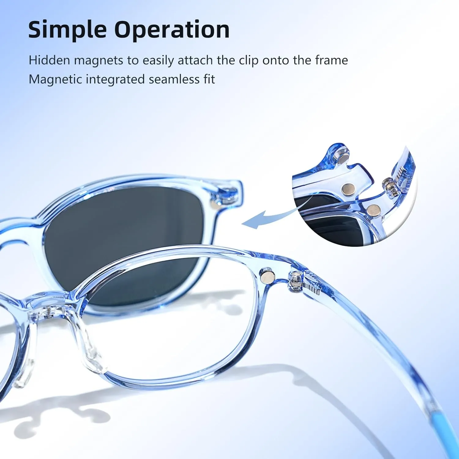 EYEBUDDY Kids Magnetic Clip-On Sunglasses, UV Polarized Sunglasses for Boys and Girls (1 Frame 2pc Magnetic Lens Holders)