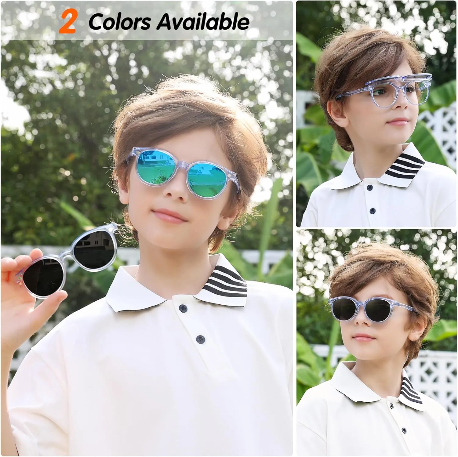 EYEBUDDY Kids Magnetic Clip-On Sunglasses, UV Polarized Sunglasses for Boys and Girls (1 Frame 2pc Magnetic Lens Holders)