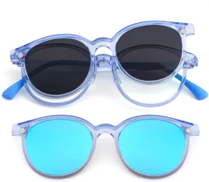 EYEBUDDY Kids Magnetic Clip-On Sunglasses, UV Polarized Sunglasses for Boys and Girls (1 Frame 2pc Magnetic Lens Holders)
