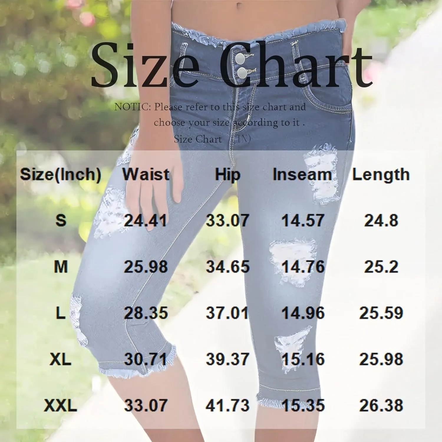 fanmpghleoo Capri Jeans for Women Stretch Frayed Hem Ripped Jeans Lightweight Denim Capris with Pockets Summer Denim Joggers
