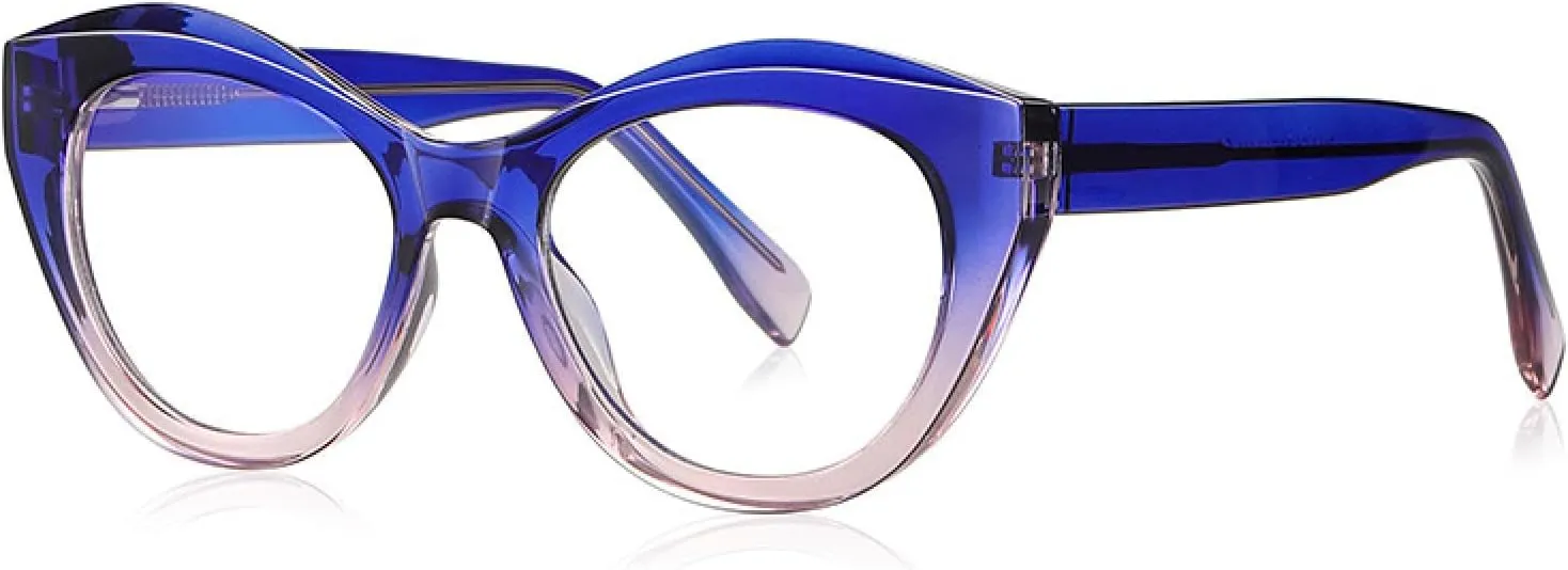 Fashion Gradient Color Cat Eye Frame Women Popular Spring Hinge Plastic Titanium Transparent Glasses