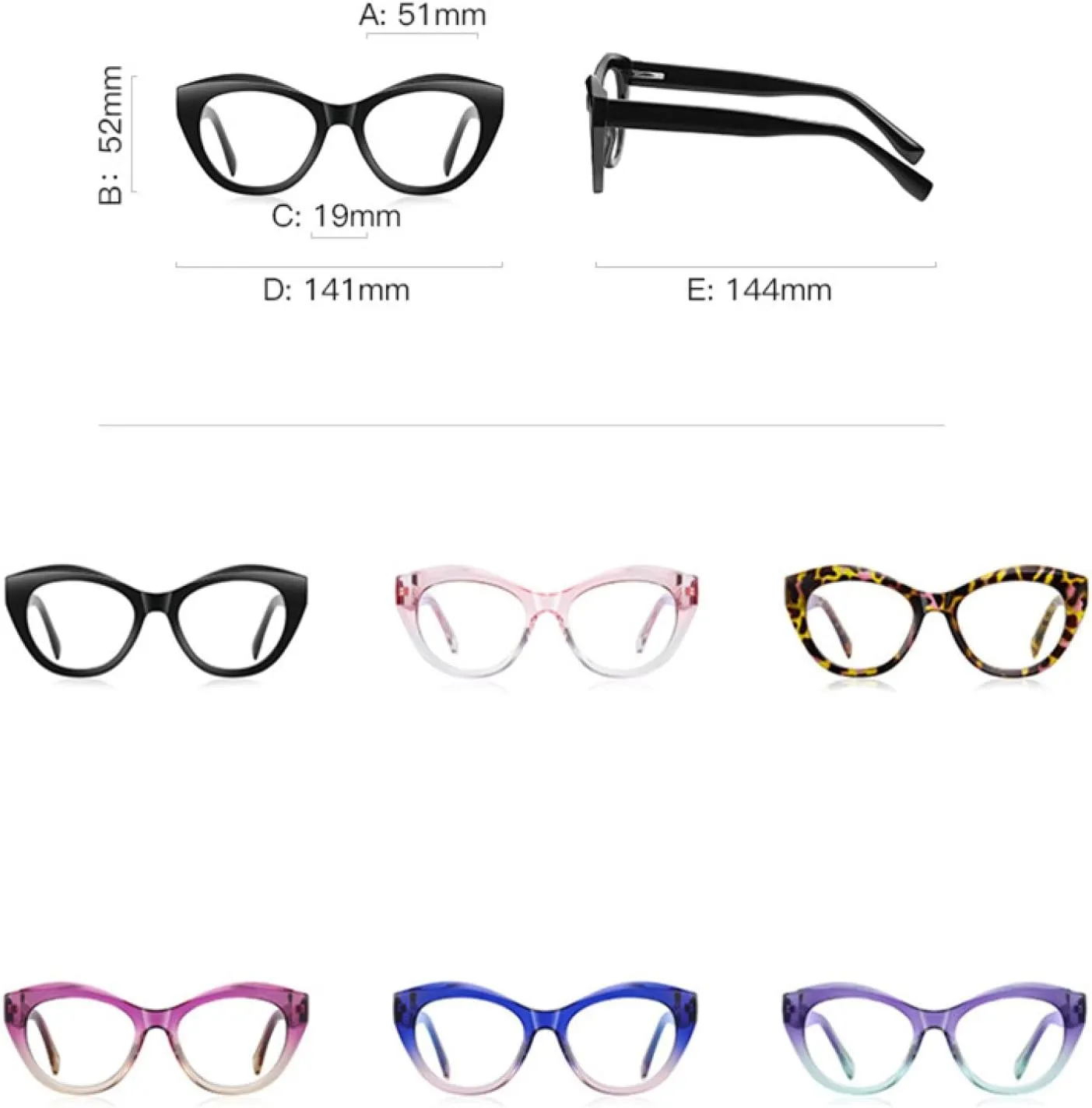 Fashion Gradient Color Cat Eye Frame Women Popular Spring Hinge Plastic Titanium Transparent Glasses