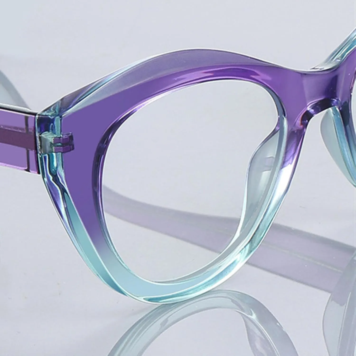 Fashion Gradient Color Cat Eye Frame Women Popular Spring Hinge Plastic Titanium Transparent Glasses