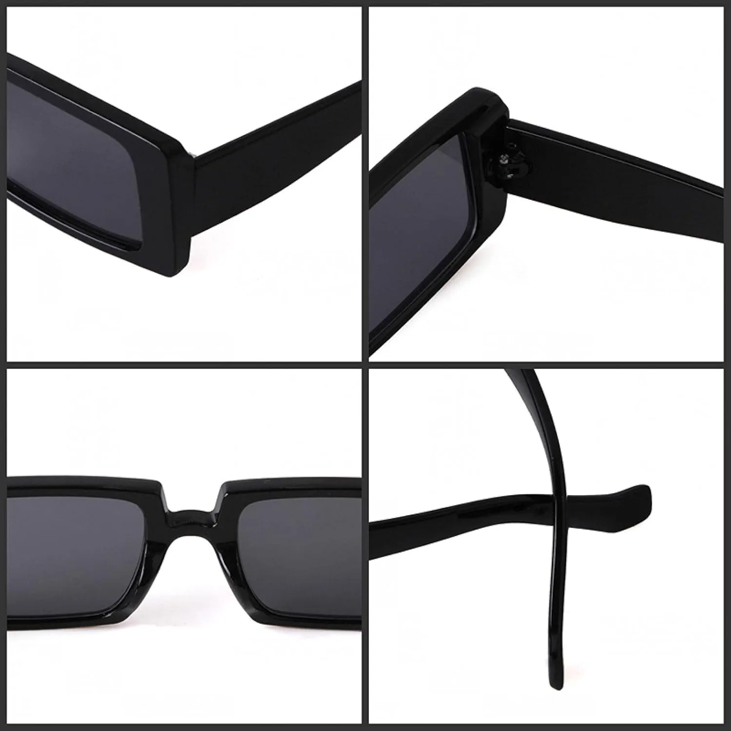 Fashion Vintage Brown Rectangle Sunglasses Women Men Elegant Transparent Frame Sun Glasses