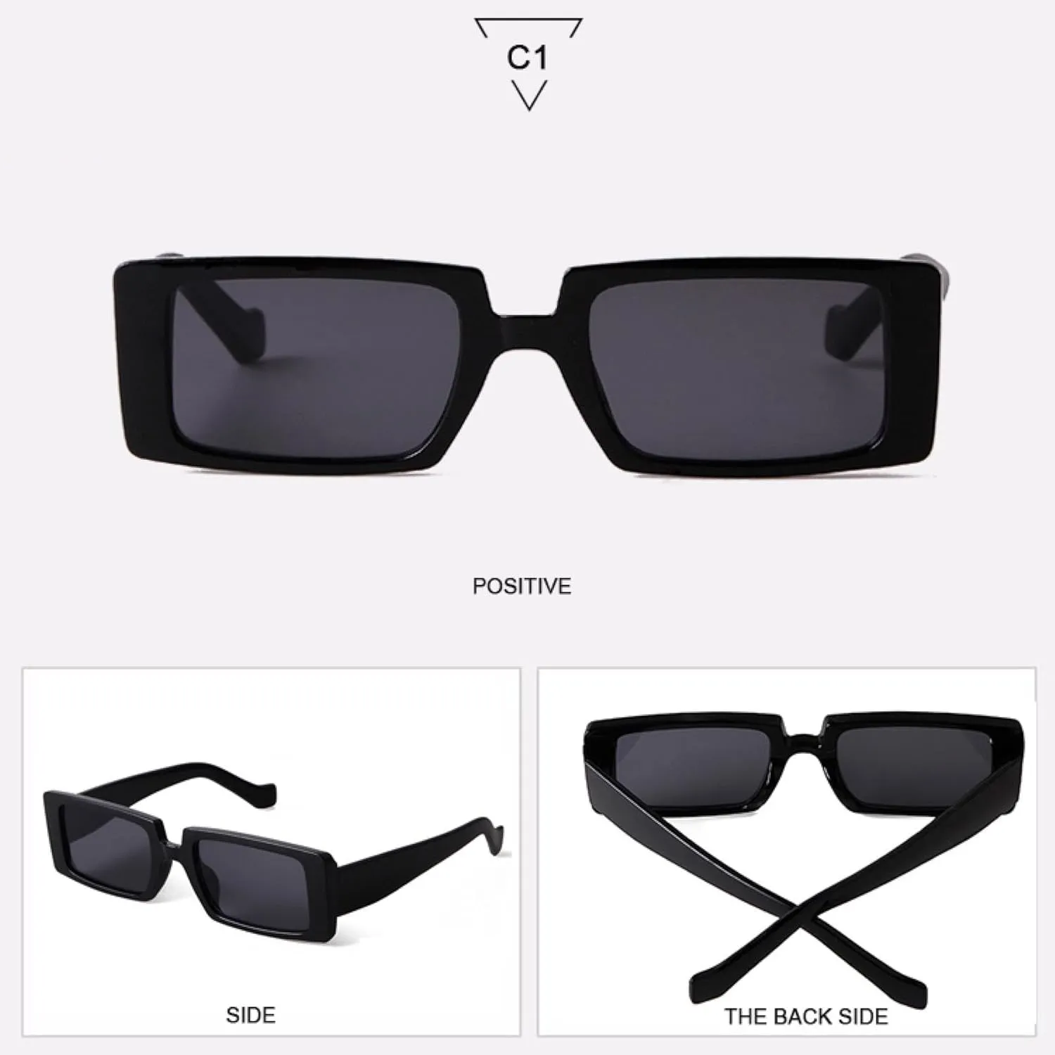 Fashion Vintage Brown Rectangle Sunglasses Women Men Elegant Transparent Frame Sun Glasses