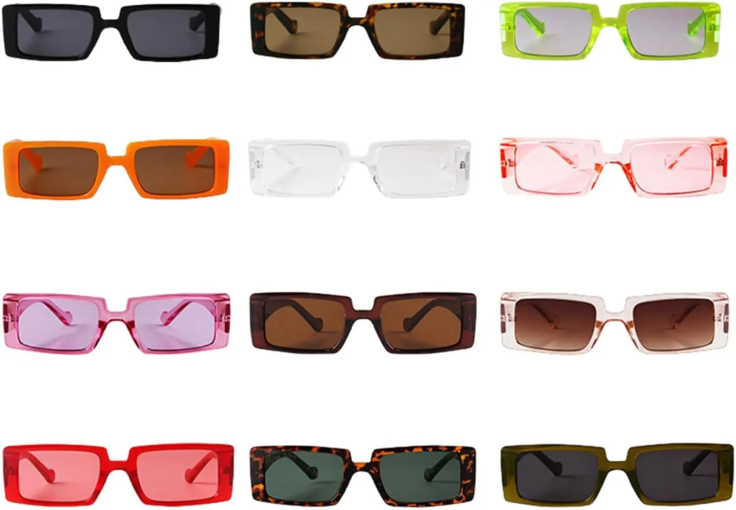 Fashion Vintage Brown Rectangle Sunglasses Women Men Elegant Transparent Frame Sun Glasses