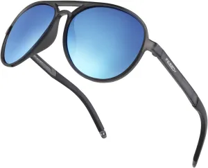 FEISEDY Polarized Pilot Sunglasses Men TR90 Flexible Frame TAC Lenses 70S Classic B2608