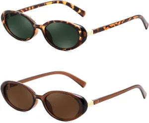 FEISEDY Retro Oval Cateye Sunglasses for Women Men Fashion Small 90s Style Vintage Shades B4180