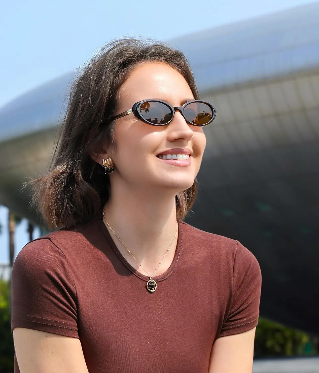 FEISEDY Retro Oval Cateye Sunglasses for Women Men Fashion Small 90s Style Vintage Shades B4180