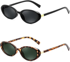 FEISEDY Retro Oval Cateye Sunglasses for Women Men Fashion Small 90s Style Vintage Shades B4180